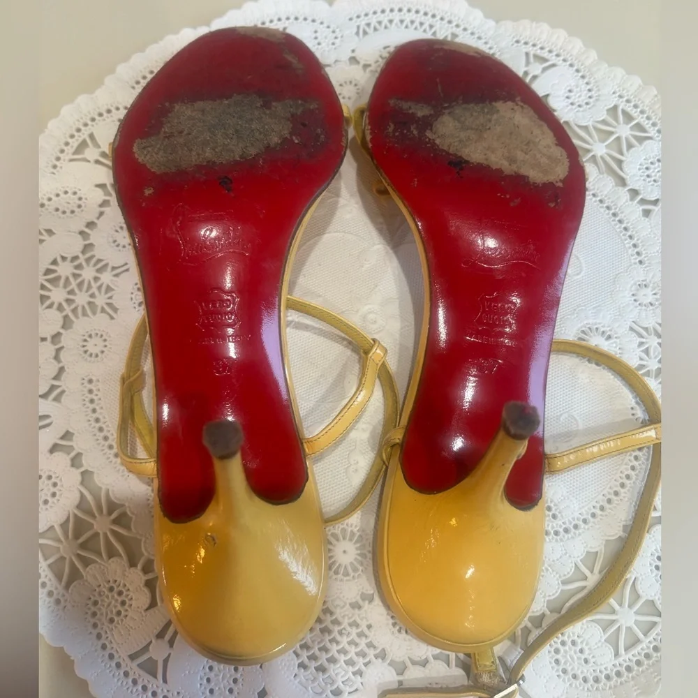 Christian Louboutin Yellow Strappy Sandals - Picture 7 of 11
